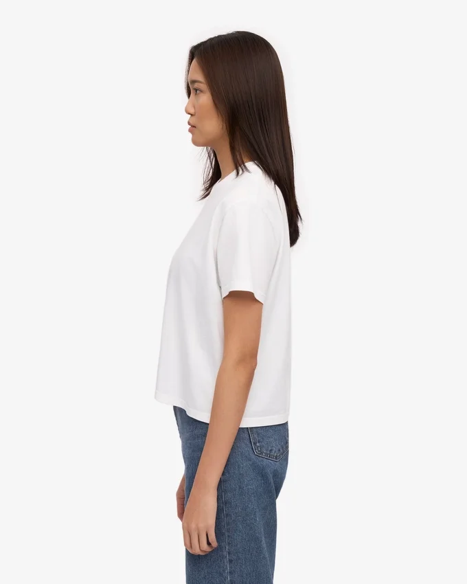 Camiseta corta de corte cuadrado orgánica - Blanco óptico