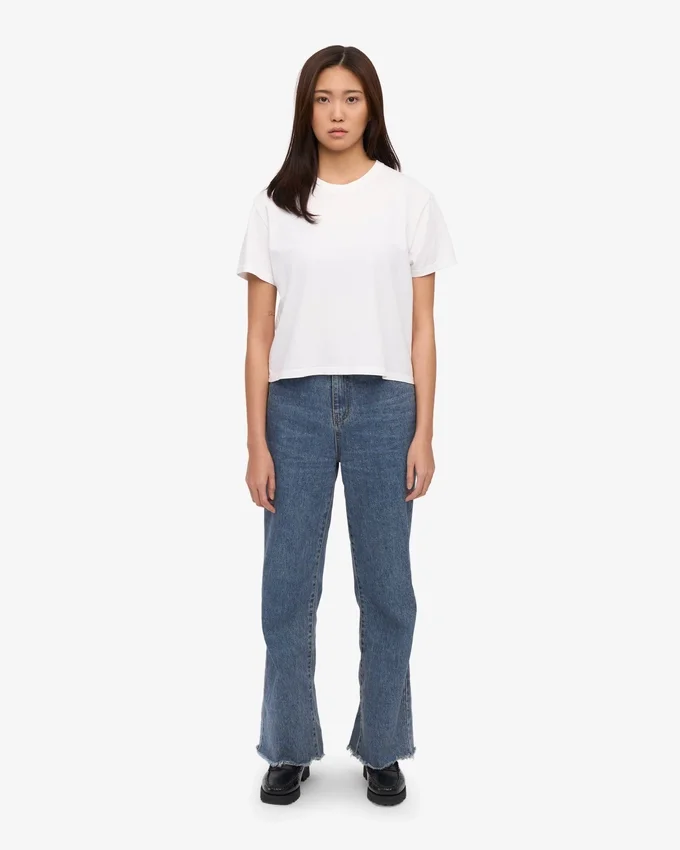Camiseta corta de corte cuadrado orgánica - Blanco óptico