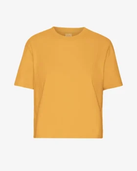 Camiseta corta de corte holgado de algodón orgánico - Amarillo quemado