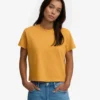 Camiseta corta de corte holgado de algodón orgánico - Amarillo quemado