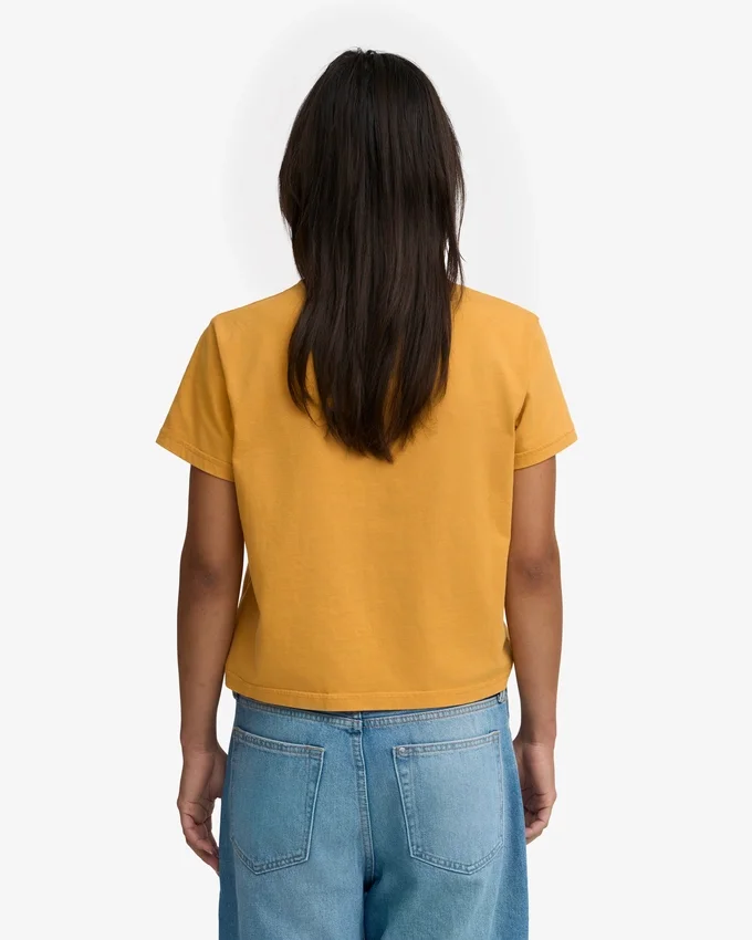 Camiseta corta de corte holgado de algodón orgánico - Amarillo quemado