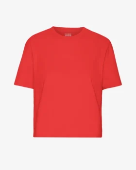 Camiseta corta de corte holgado de algodón orgánico - Rojo mandarina