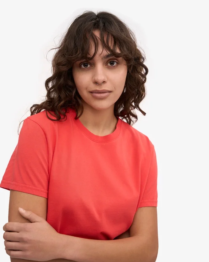 Camiseta corta de corte holgado de algodón orgánico - Rojo mandarina