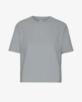 Camiseta corta holgada de algodón orgánico - Azul acero