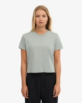 Camiseta corta holgada de algodón orgánico – Azul acero