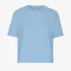 Camiseta corta holgada de algodón orgánico - Azul mar