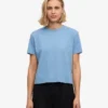 Camiseta corta holgada de algodón orgánico - Azul mar