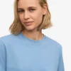 Camiseta corta holgada de algodón orgánico - Azul mar