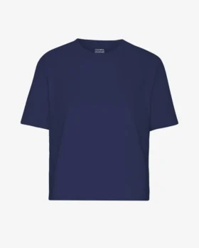 Camiseta corta holgada de algodón orgánico - Azul marino