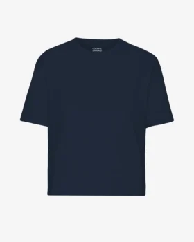 Camiseta corta holgada de algodón orgánico - Azul marino