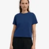 Camiseta corta holgada de algodón orgánico - Azul marino