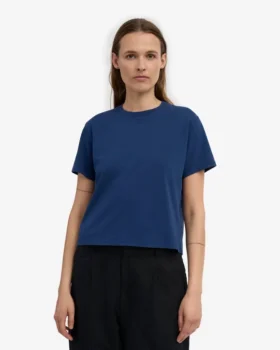 Camiseta corta holgada de algodón orgánico – Azul marino