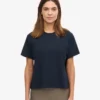 Camiseta corta holgada de algodón orgánico - Azul marino