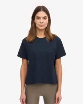 Camiseta corta holgada de algodón orgánico – Azul marino