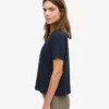 Camiseta corta holgada de algodón orgánico - Azul marino
