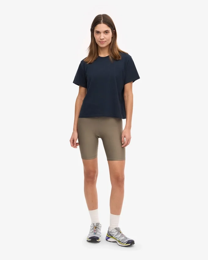 Camiseta corta holgada de algodón orgánico - Azul marino