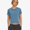 Camiseta corta holgada de algodón orgánico - Azul índigo descolorido