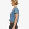 Camiseta corta holgada de algodón orgánico - Azul índigo descolorido