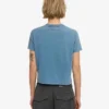 Camiseta corta holgada de algodón orgánico - Azul índigo descolorido