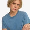 Camiseta corta holgada de algodón orgánico - Azul índigo descolorido