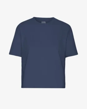 Camiseta corta holgada de algodón orgánico - Azul petróleo