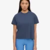 Camiseta corta holgada de algodón orgánico - Azul petróleo