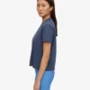 Camiseta corta holgada de algodón orgánico - Azul petróleo