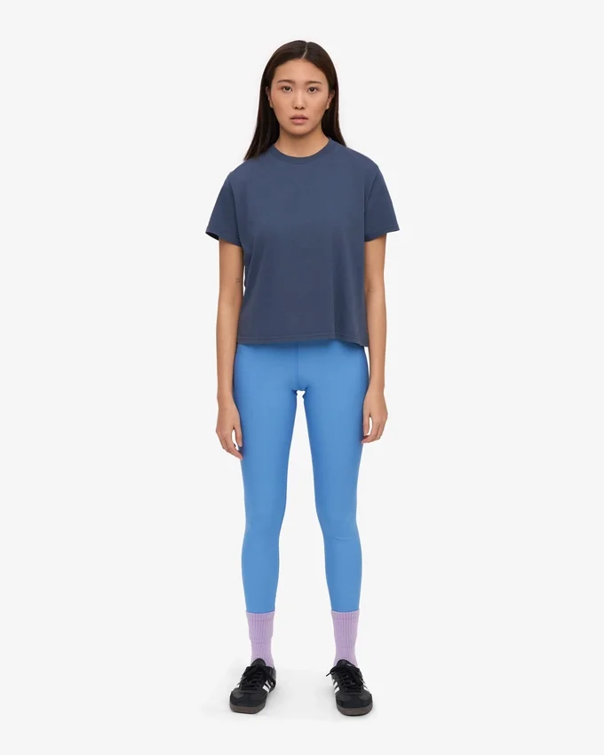 Camiseta corta holgada de algodón orgánico - Azul petróleo