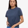 Camiseta corta holgada de algodón orgánico - Azul petróleo