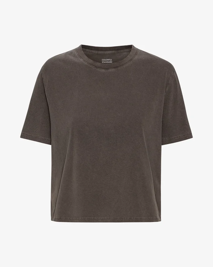 Camiseta corta holgada de algodón orgánico - Barro descolorido