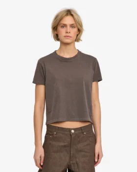 Camiseta corta holgada de algodón orgánico – Barro descolorido