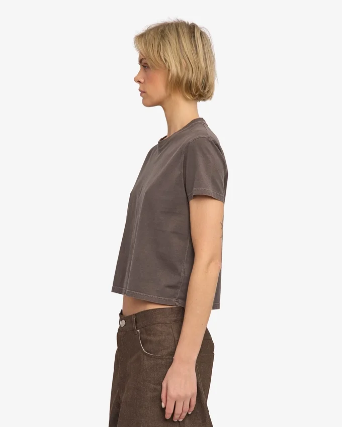 Camiseta corta holgada de algodón orgánico - Barro descolorido