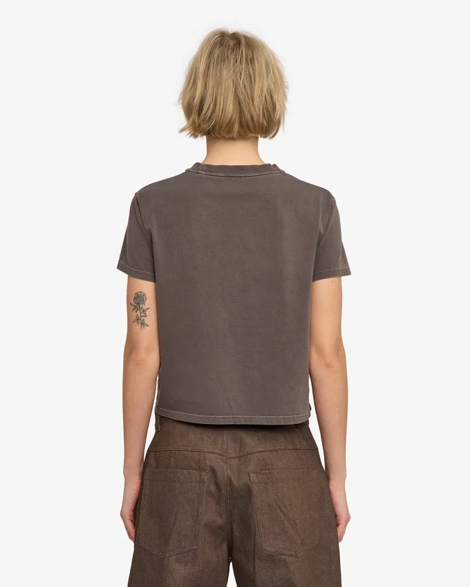 Camiseta corta holgada de algodón orgánico - Barro descolorido