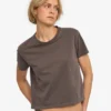 Camiseta corta holgada de algodón orgánico - Barro descolorido
