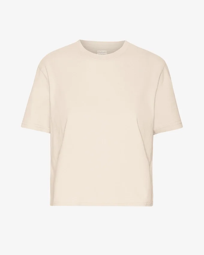 Camiseta corta holgada de algodón orgánico - Blanco marfil