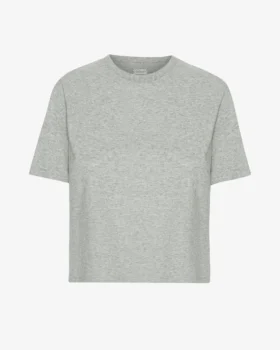 Camiseta corta holgada de algodón orgánico - Gris jaspeado