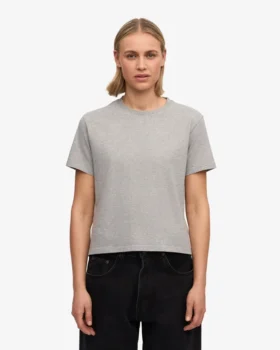 Camiseta corta holgada de algodón orgánico – Gris jaspeado