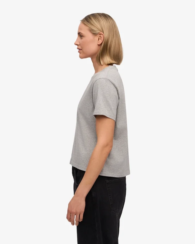 Camiseta corta holgada de algodón orgánico - Gris jaspeado