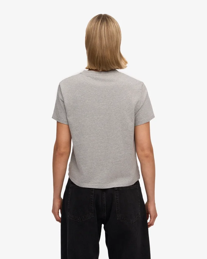 Camiseta corta holgada de algodón orgánico - Gris jaspeado