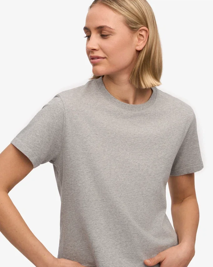 Camiseta corta holgada de algodón orgánico - Gris jaspeado