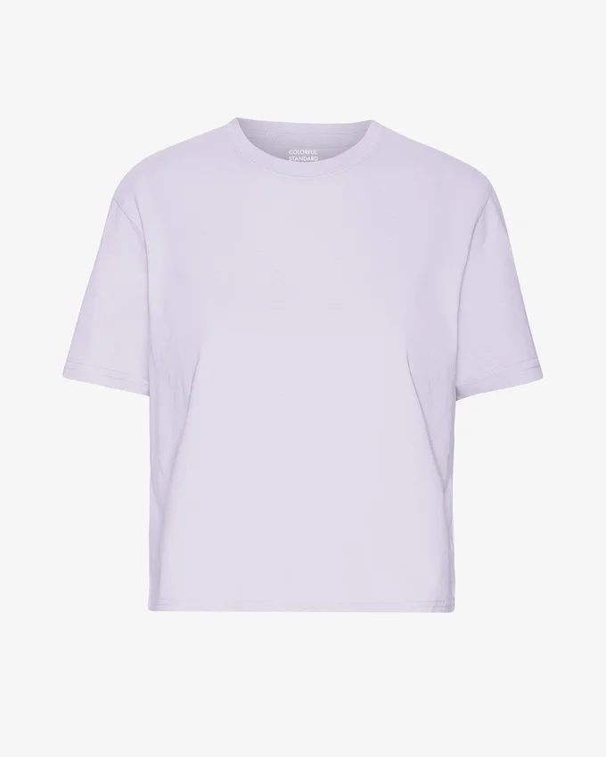 Camiseta corta holgada de algodón orgánico - Lavanda suave