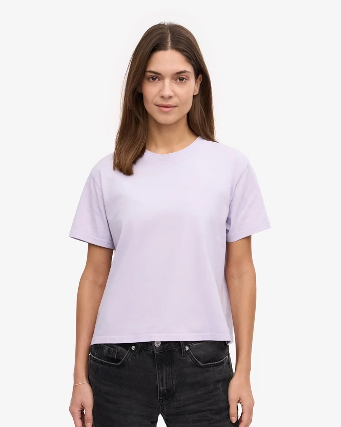 Camiseta corta holgada de algodón orgánico - Lavanda suave