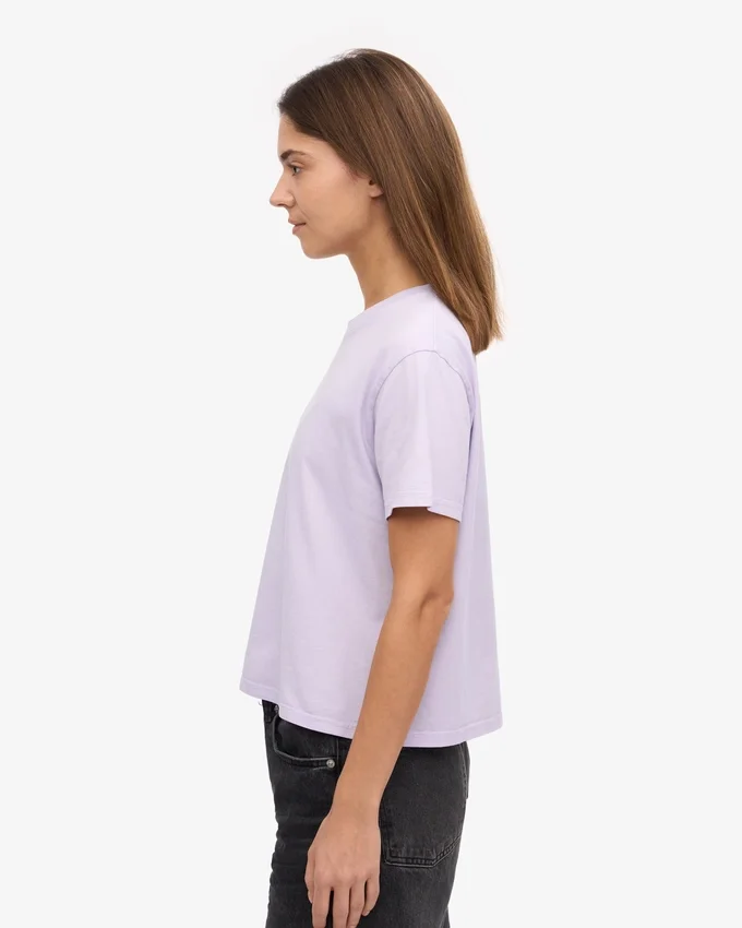 Camiseta corta holgada de algodón orgánico - Lavanda suave
