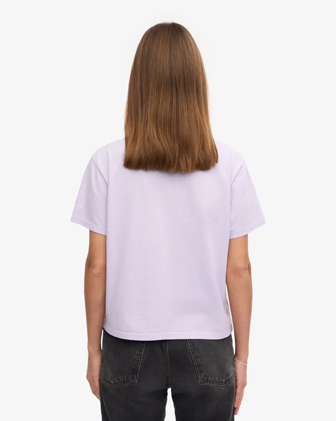Camiseta corta holgada de algodón orgánico - Lavanda suave