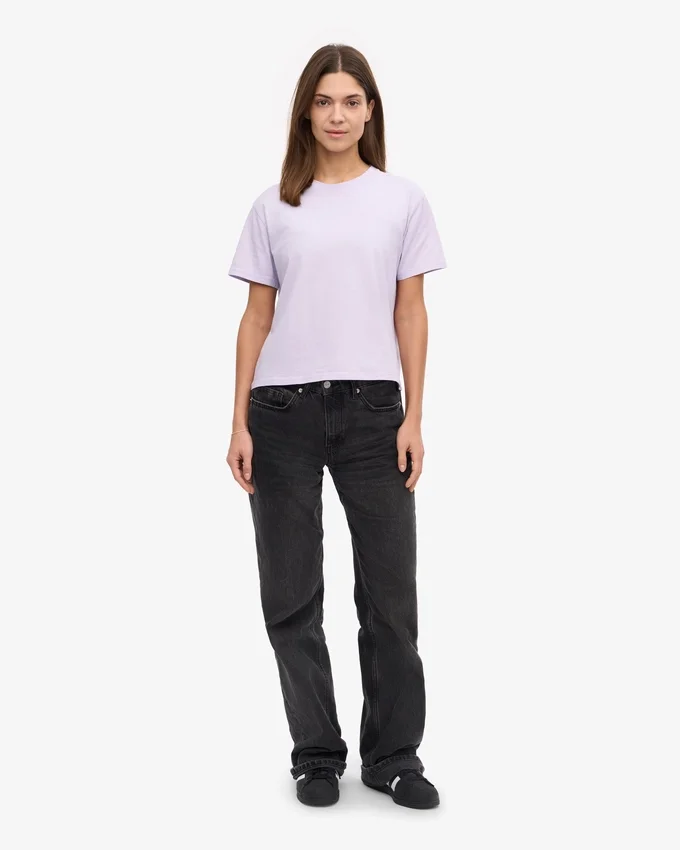 Camiseta corta holgada de algodón orgánico - Lavanda suave