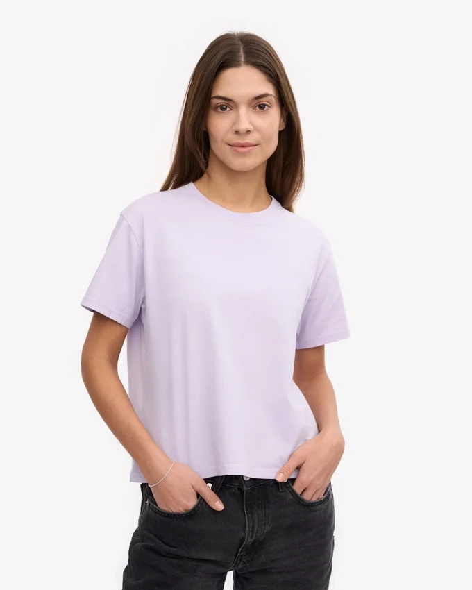 Camiseta corta holgada de algodón orgánico - Lavanda suave