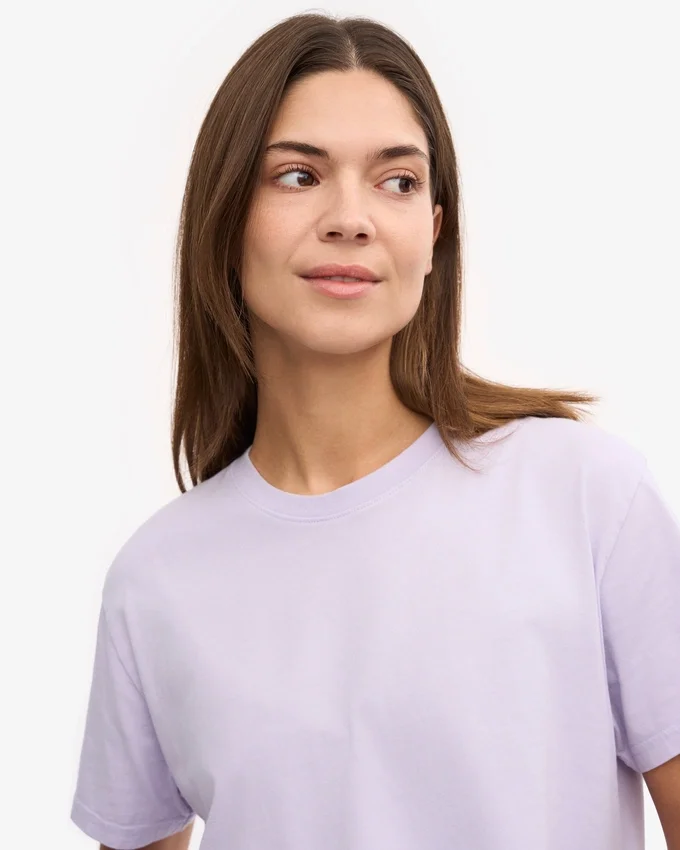 Camiseta corta holgada de algodón orgánico - Lavanda suave