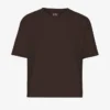 Camiseta corta holgada de algodón orgánico - Marrón café