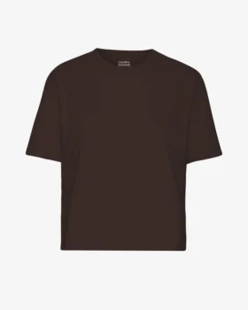 Camiseta corta holgada de algodón orgánico - Marrón café