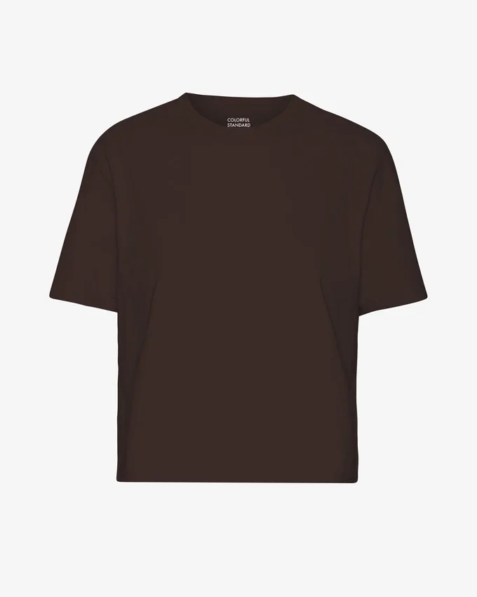 Camiseta corta holgada de algodón orgánico - Marrón café